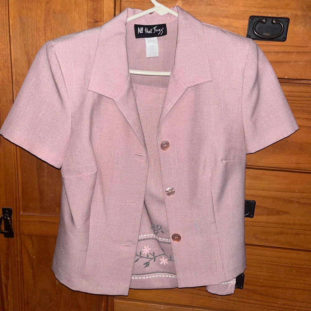 All That Jazz Pink Short Sleeve Button Front Jacket